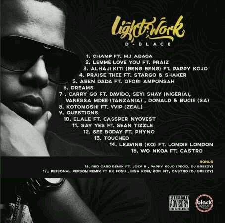 D-Black ”Light Work” Album features Davido, Seyi Shay, Phyno & More | Tracklist