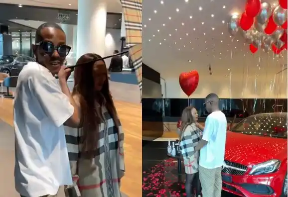 Mzansi in tears as Grootman proposes to girlfriend, Gcinile with a Mercedes Benz