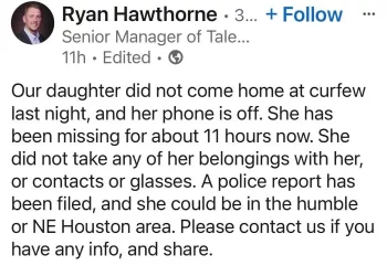 Missing Mylie Sharp from Houston Found Following Disappearance